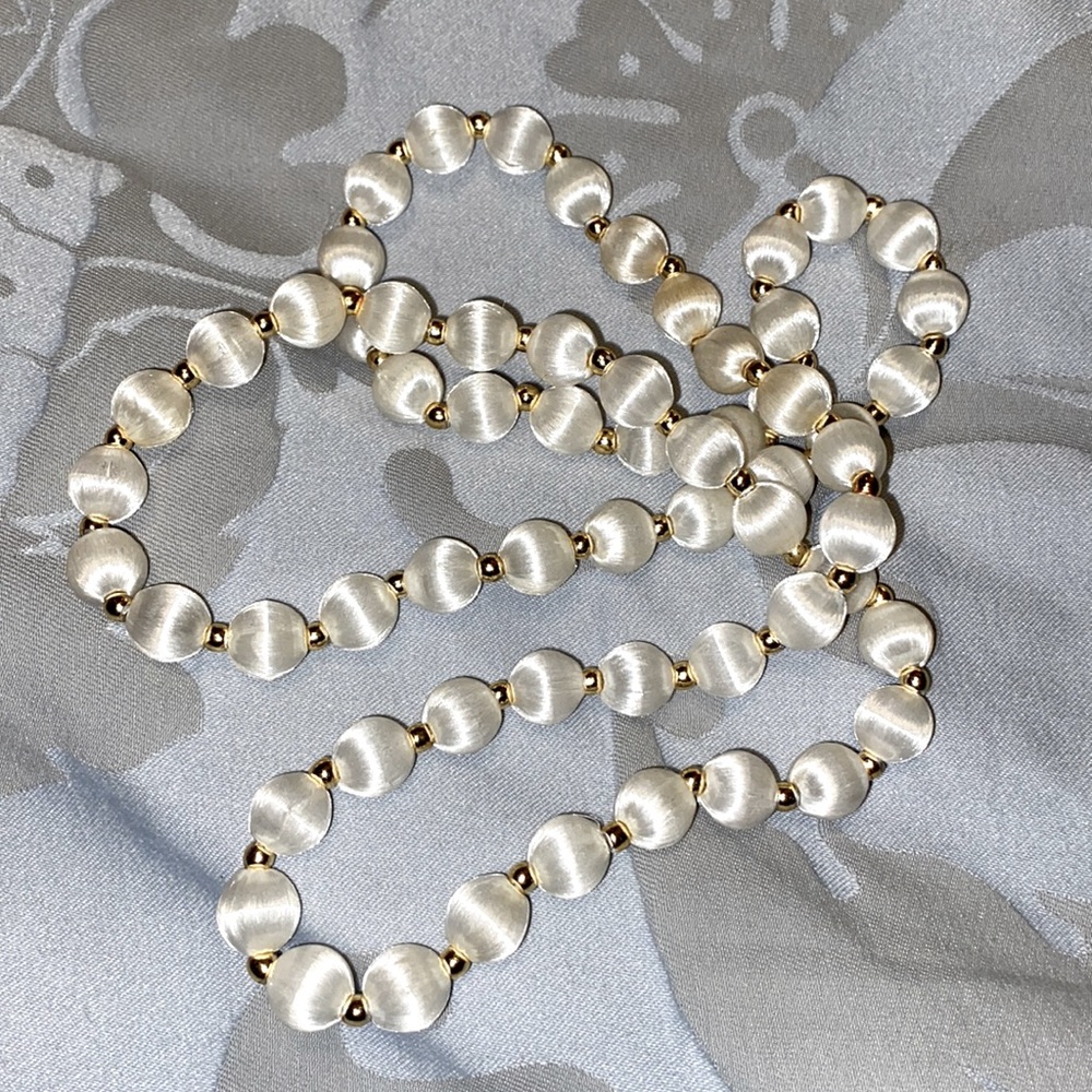 Satin Wrapped Beaded Costume Jewelry Necklace